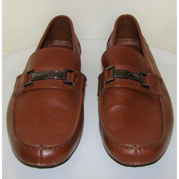 CALVIN KLEIN MAGNUS MENS TAN LEATHER DRIVING LOAFERS SHOES SIZE 12     DB2 main image 7
